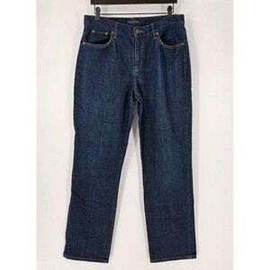 Lauren Jeans Co by Ralph Lauren Women Sz 10 Jeans Classic Straight Leg Dark Wash